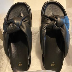 H&M Leather Knotted Slides